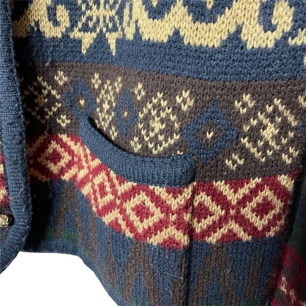 Vintage Crystal Kobe Cardigan Button Down Sweater u Pockets Size Large Blue - Picture 2 of 5